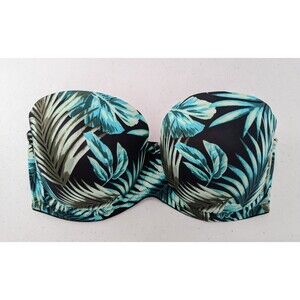 Victoria's Secret PINK Bra Women's 34DD Black Green Tropical Multiway Push Up